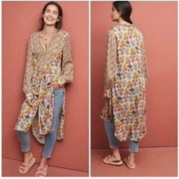 Anthropologie Dresses & Skirts - NWT Anthropologie Bl^nk / Bl-nk / Blank Lucia Tunic Blouse in Neutral Mot  Sz XS